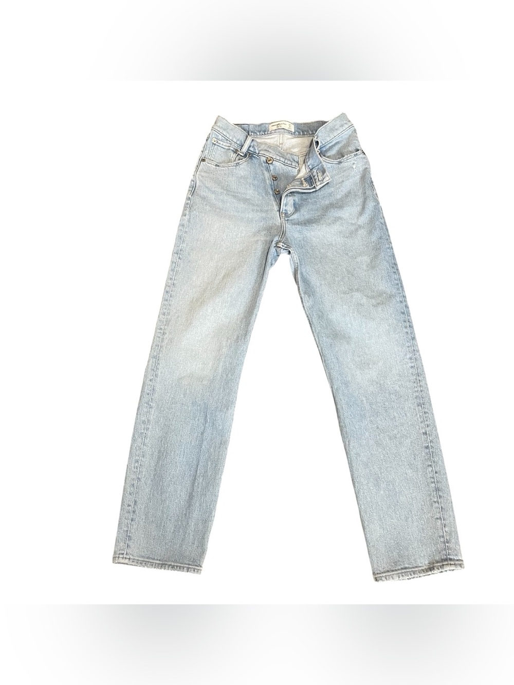 Abercrombie & Fitch The Dad High Rise Criss Cross Waist Jeans Light Wash